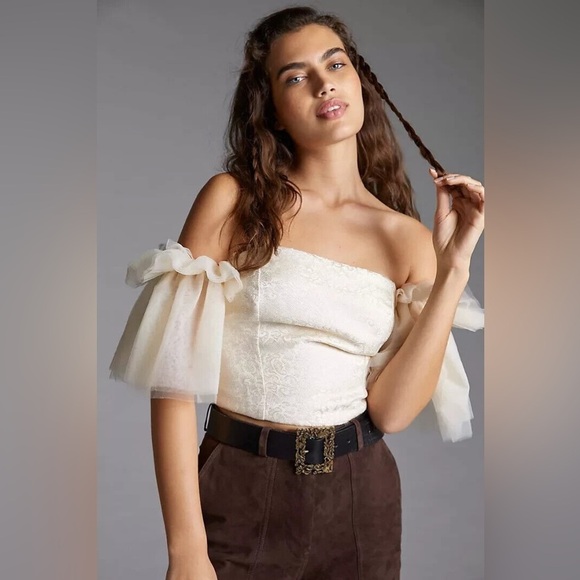Anthropologie Sunday in Brooklyn Tulle Off The Shoulder Tapestry Bodice Top NWT - Picture 2 of 11